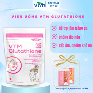 Viên uống VTM Glutathione hỗ trợ làm sáng da, hỗ trợ giảm triệu chứng khô da, nhăn da, nám da - gói 30 ngày
