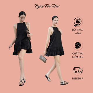 SUNNY DRESS- Đầm Yếm Babydoll Linen, Đầm Yếm Bèo tầng Ngâu For Her