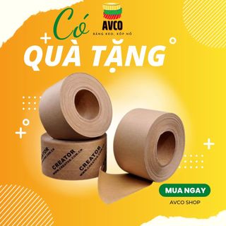 Băng dính giấy Kraft da bò khổ 5cm và 2.5cm trơn, nhám dài 35m