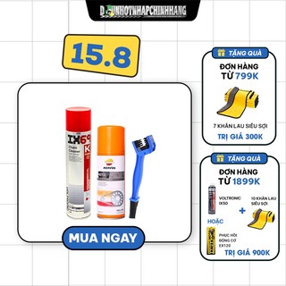 Combo vệ sinh sên Voltronic IX69 600ml + dưỡng sên sên + Repsol Moto Chain Lube 400ml  + bàn chải 3D
