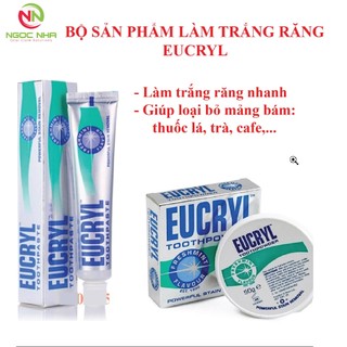 Bột tẩy trắng răng Eucryl 50g và Kem đánh trắng răng Eucryl 62g