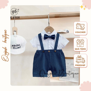 Đồ bộ bé trai yếm bé trai yếm công tử thiết kế liền dây kèm nơ quỳnh boutique