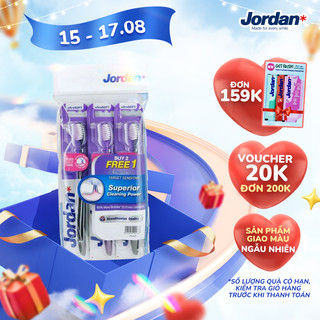 Bộ 3 bàn chải đánh răng Jordan Target Sensitive, Lông siêu mềm siêu mỏng 0.01mm