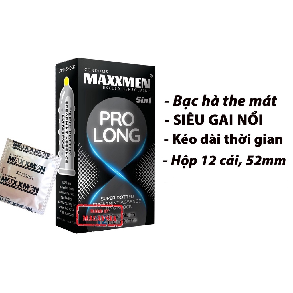 Bao cao su MAXXMEN PRO LONG, bao cao su siêu gai gân siêu mỏng kéo dài thời gian quan hệ