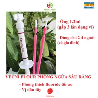 [Dạng ống 1.2 ml] Vecni flour viền đỏ Enamelast chống sâu răng cho trẻ em và người lớn, giảm ê buốt cho răng người lớn