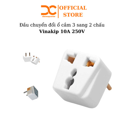 Đầu chuyển đổi 3 cực ổ cắm 3 chấu sang 2 chấu Vinakip 10A 250V