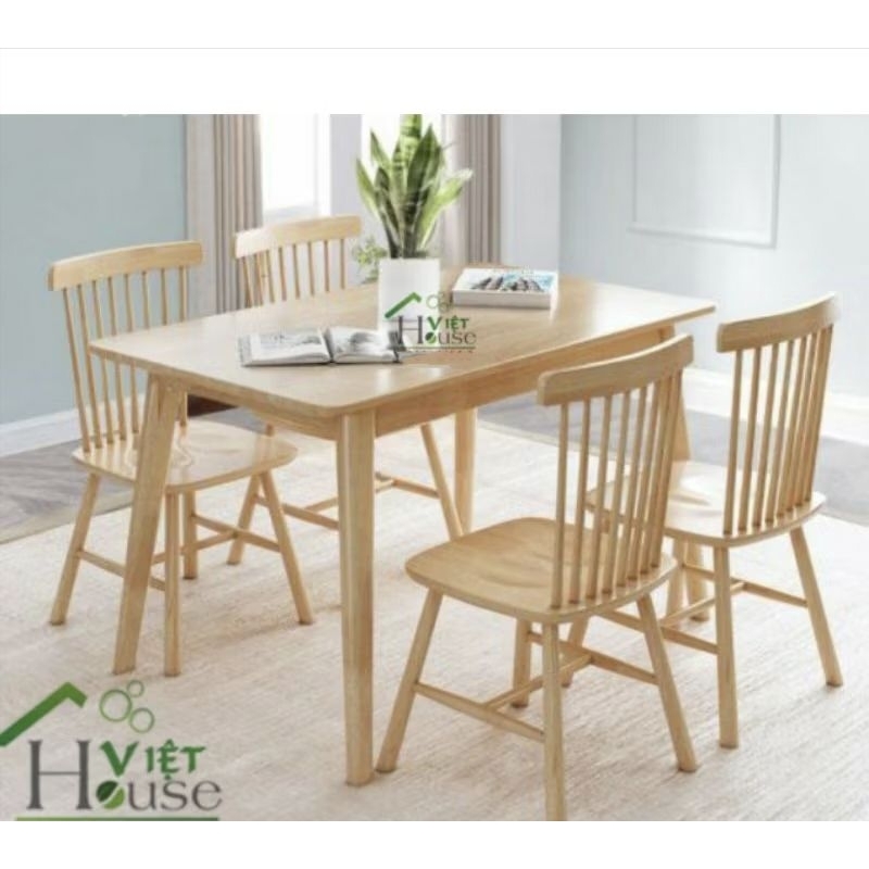 Bộ Bàn ăn Song tiện 4 ghế Việt House (Freeship 1 số kv nt HCM cũ, Dĩ An, BH)
