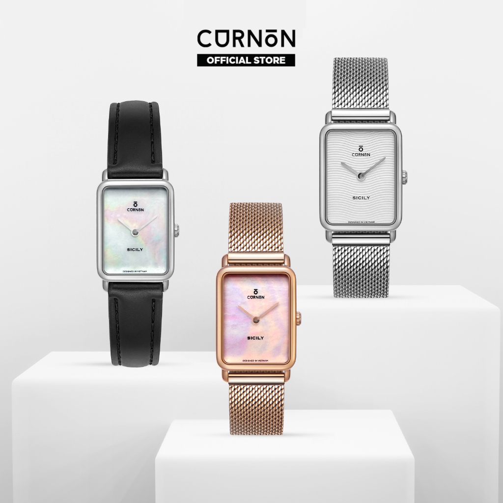  Bộ Sưu Tập Đồng Hồ Nữ Curnon Sicily - Hàng Chính Hãng - Thiết Kế Mặt Chữ Nhật Độc Đáo Tối Giản - Phối Đồ Dễ Dàng 
