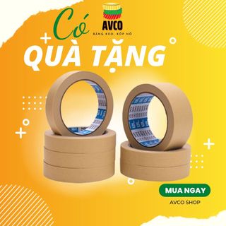 Băng dính giấy Kraft da bò [RẺ VÔ ĐỊCH] khổ 5cm trơn không viết lên được dài 35m