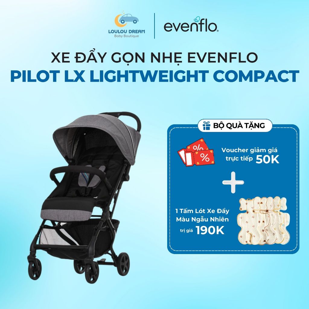 Xe đẩy gấp gọn Evenflo Pilot LX Lightweight Compact