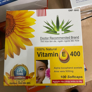 VITAMIN E 400 KÈM TINH CHẤT NHA ĐAM,HỖ TRỢ LÀM ĐẸP DA (100 viên)