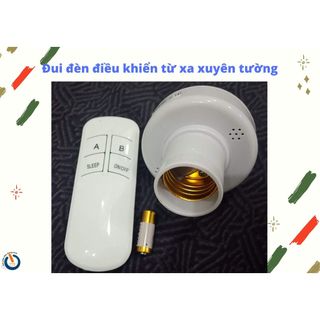 Đui đèn RF, Đui đèn xoáy E27 - điều khiển từ xa bằng remote sóng RF - Tặng Kèm Pin