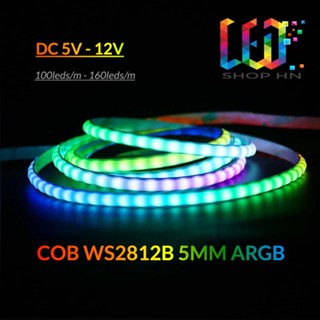 DÂY ĐÈN LED COB WS2812B ARGB FULL MÀU 5MM 100LED 160LED/MÉT DC 5V VÀ 12V