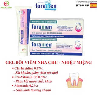 Gel bôi nha chu, viêm nướu, chảy máu chân răng, nhiệt miệng, loét miệng, nhạy cảm, chầy xước do đeo hàm giả Foramen 30ml