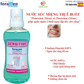 Nước súc miệng giảm ê buốt cho răng nhạy cảm với nóng, lạnh, ê buốt răng khi chải răng Foramen Sensitive 500ml