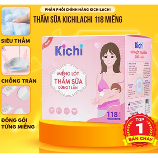 Hộp 118 miếng lót thấm sữa Mẹ 3D siêu mỏng mềm mịn dùng 1 lần Kichilachi Kichi