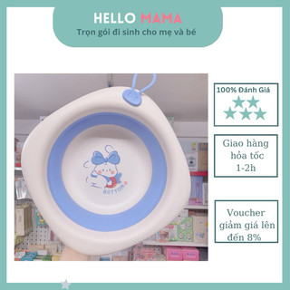 Thau rửa mặt -chậu rữa mặt  gấp gọn ( dùng cho mẹ đi sinh,rửa mặt cho bé, rửa bình sữa, gội  đầu cho bé ..)-Hellomama