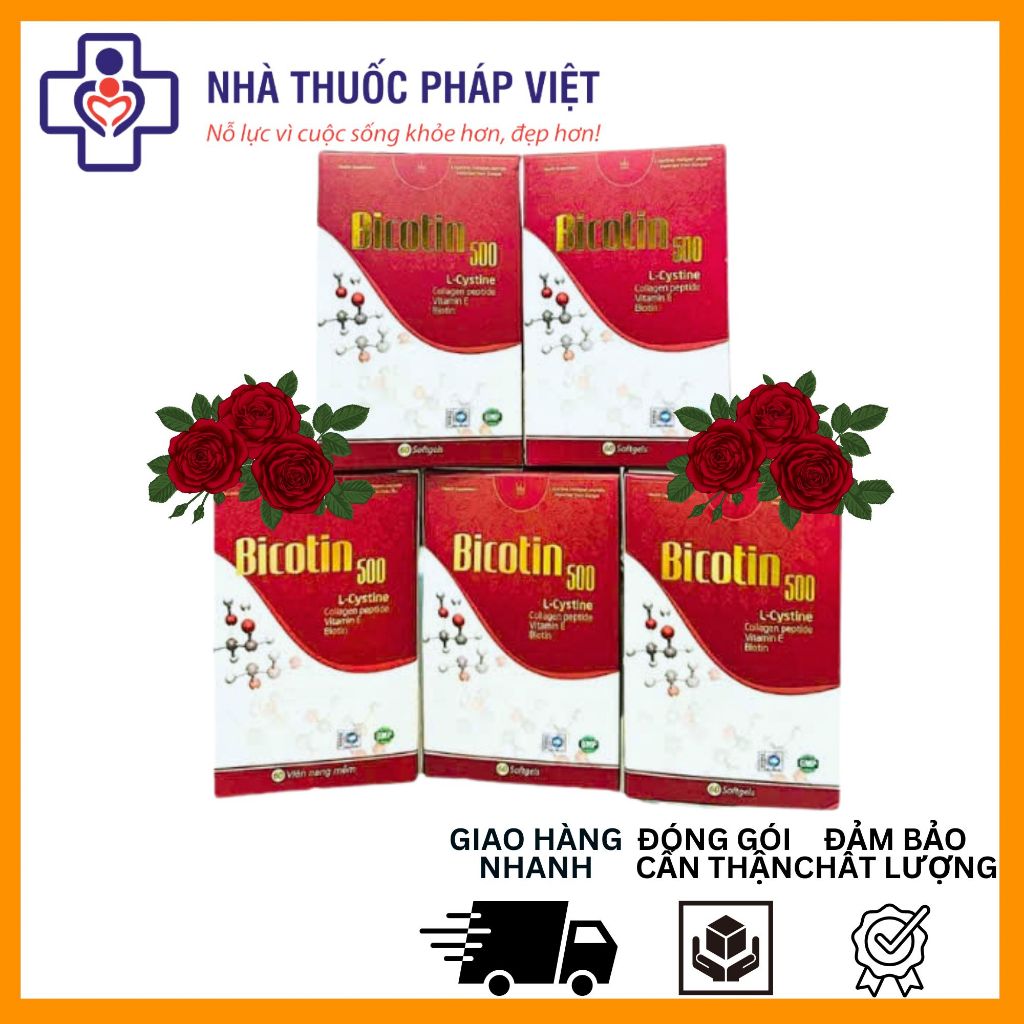 VIÊN UỐNG BICOTIN 500MG ĐẸP DA, ĐẸP TÓC, CHỐNG LÃO HÓA HỘP 60 VIÊN