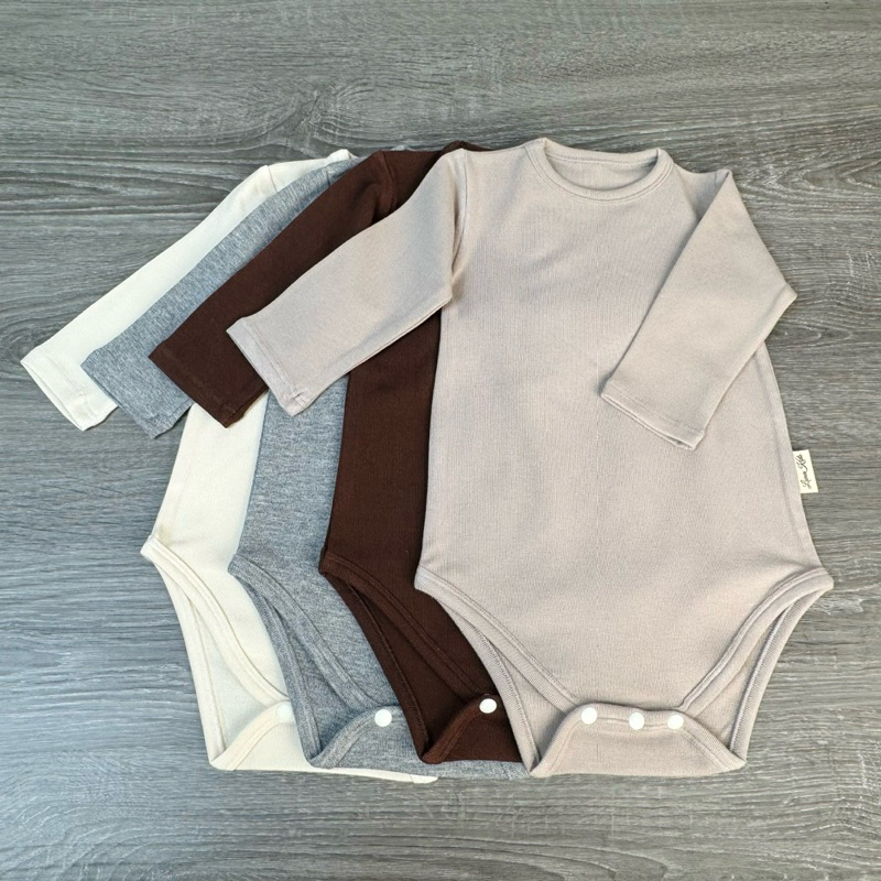 Áo bodysuit trơn dài tay cho bé trai bé gái bé sơ sinh