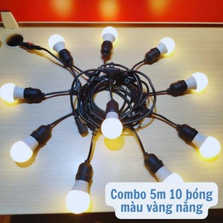Dây bóng đèn trang trí ngoài trời,Đèn dây bóng đèn trang trí quán bia,dây đui đèn 5m10đui vàngtrắng