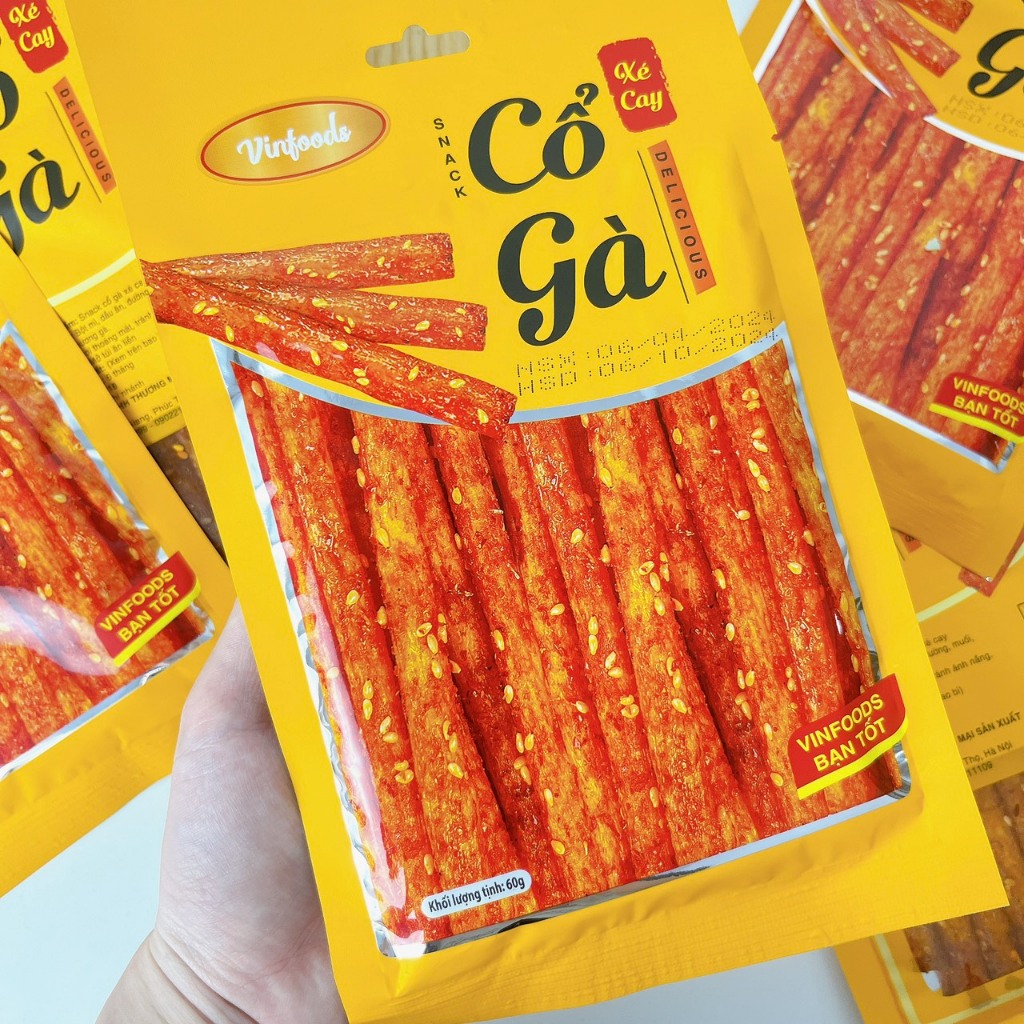Snack Cổ gà xé cay Vinfoods (gói 60g) thơm cay hấp dẫn, đồ ăn vặt cổng trường hot nhất