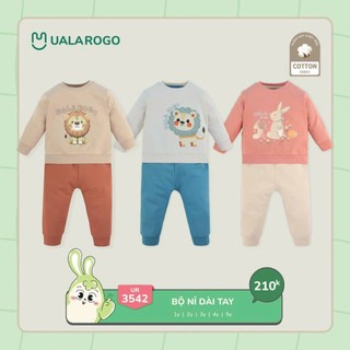 [UALAROGO] Bộ dài tay cài vai chất liệu bamboo cho bé 6M-3Y mặc điều hòa
