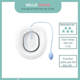 Chậu Xông Hơi Vùng Kín Phụ nữ Sau Sinh ( dạng  gấp Gọn Gắn bồn cầu  Tiện Lợi , tặng kèm Vòi xịt )-Hellomama