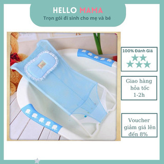 Lưới  tắm cho bé kèm gối - dành cho bé sơ sinh dưới 1 tháng cổ chưa cứng, mẹ để bé nằm lên để tắm -Hellomama