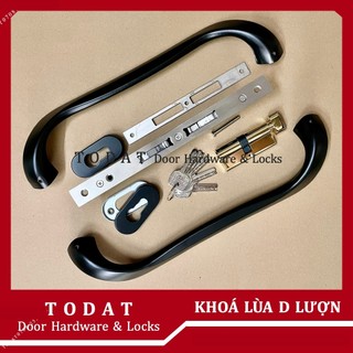 Bộ Khoá Cửa Lùa Nhôm Tay Cầm Chữ D Lượn 30cm dùng cho cửa trượt, cửa lùa xoay nhôm xingfa