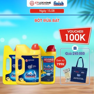 Bột rửa chén bát Finish 1kg, 2.5kg hương chanh dùng cho máy rửa bát
