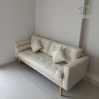 Sofa băng phòng khách màu kem da 1m9