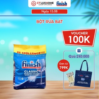 Bột rửa chén bát Finish Classic 1.3kg - 2 chức năng dành cho máy rửa bát - Hàng chính hãng