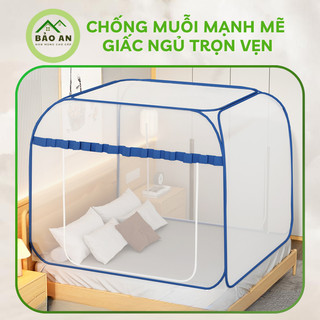 Màn chụp thoáng mát BẢO AN, đỉnh vuông, khung thép chắc chắn, chống muỗi tuyệt đối nhiều kích thước cho gia đình