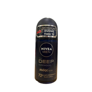 Lăn ngăn mùi than đen hoạt tính cho nam Nivea Men Deep Black Charcoal Dark Wood 72h (50ml)