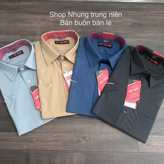 Áo Sơ Mi Nam Trung Niên cộc tay vạt ngang hàng công ty đẹp Ảnh Thật