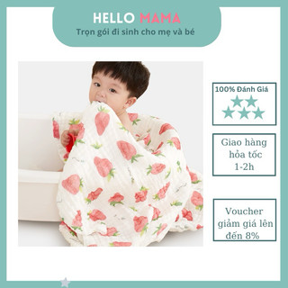 Khăn xô 6 lớp NHĂN siêu mềm mịn, không xù lông cho bé (dùng để tắm, quấn , làm gối , mền cho bé sơ sinh )-Hellomama *