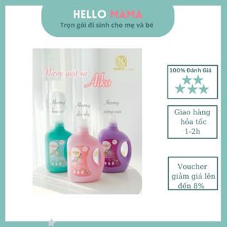 Nước giặt Aiko  ( can 3 l  ) thơm lâu và  dịu nhẹ, an toàn vs da nhạy cảm của bé-Hellomama *