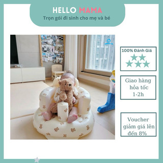 Ghế Hơi Tập Ngồi Cho Bé Hàn quốc (giúp bé  không bị ngã , có van tự bơm,ba mẹ chỉ cần đập tay ghế sẽ phồng lên Hellomama