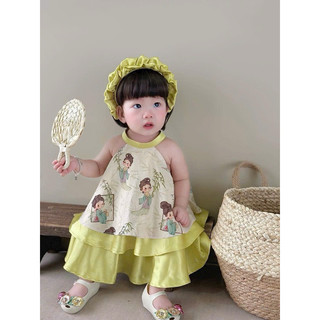 Set váy áo cổ yếm cho bé gái (ảnh thật )