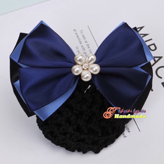 Kẹp búi handmade xanh đính hoa năm cánh  K18-M3