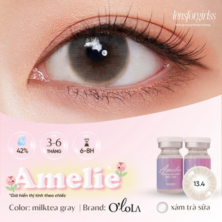 Kính áp tròng xám trà sữa AMELIE GRAY chính hãng OLOLA | HSD 3-6 tháng | Lens cận | LENSFORGIRLSS