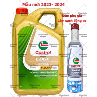 Combo Dầu nhớt tổng hợp toàn phần ô-tô Castrol EDGE 5w30 + Chai làm sạch động cơ Castrol