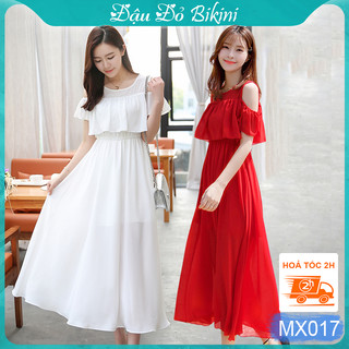 Váy maxi xòe voan đẹp trơn màu & hoa nhí nhẹ nhàng, đầm đi biển có bèo xinh xắn, dễ mặc, có size lớn đến 2XL | MX017