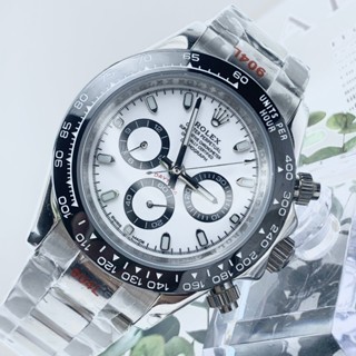 Đồng hồ nam Rolex máy cơ Automatic mẫu 3 nút mặt trắng viền đen dây thép size 40mm