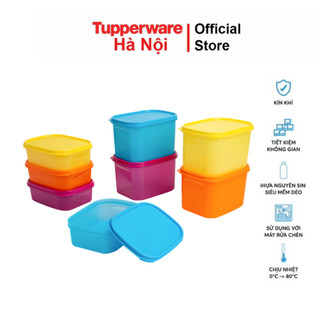 Bộ hộp bảo quản đồ khô và ngăn mát Colorful Rectangular 8 Tupperware 4 cặp màu sắc chính hãng