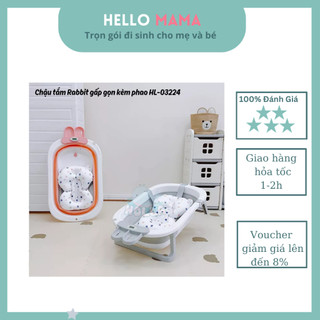 Chậu tắm/ thau tắm  gấp gọn có nhiệt kế Holla, Finley  (gồm thau tắm,van xã nước, nhiệt kế, phao chống sặc)-Hellomama.vn