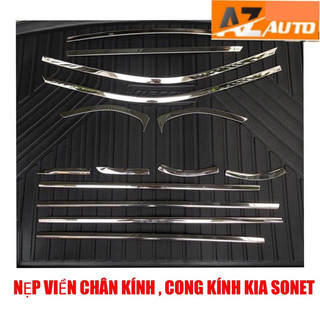 Nẹp Chân Kính, Viền Cong Kính Kia Sonet 2021 - 2024 Chất Liệu Inox Sáng Bóng