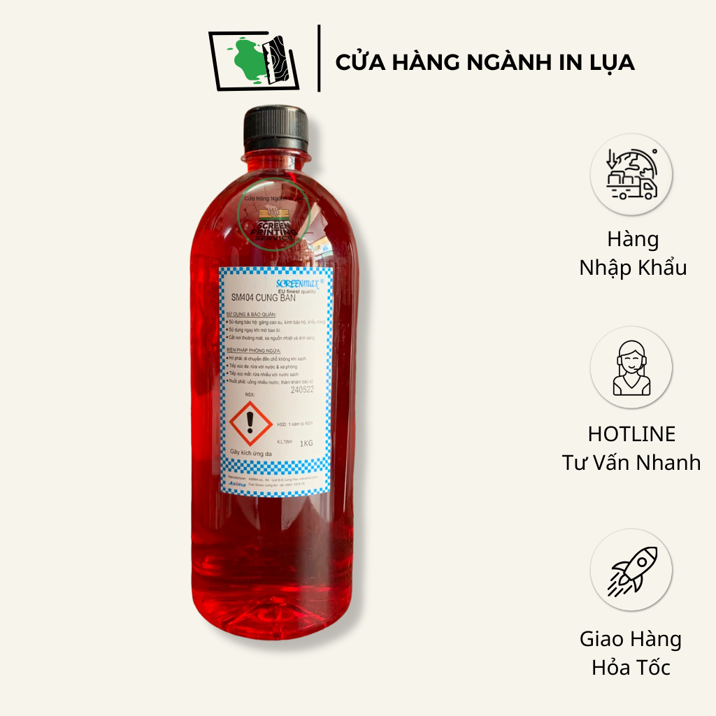 Nước cứng bản, chất làm cứng keo chụp bản SM 404 dùng trong in lụa