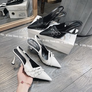 Giày cao gót phối đai khoá, giày nữ 7cm mã C48