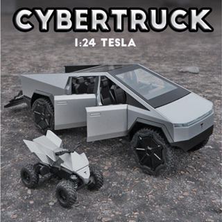 Mô Hình Xe Tesla Cybertruck XHD 1:24 ôtô đồ chơi kim loại Cyber Truck mở được cửa, có đèn âm thanh, tự đánh lái